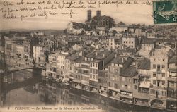 Houses on the Meuse River Cathedral Postcard