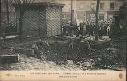 Les Zeppelins - Crimes Odieux des Pirates Boches Paris, France Postcard Postcard Postcard