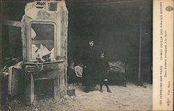 Two Parisian children inside a destroyed home Postcard