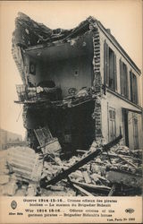 War - 1914 15-16.., Odious crimes of the german pirates - Brigadier Bidault's House Postcard