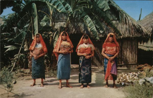 San Blas Indians in Their Colorful Dresses Panama