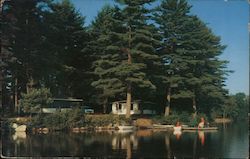 A Lake Side Resort, Rust Pond Cottages Wolfeboro, NH Postcard Postcard Postcard