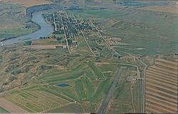 Aerial View of Fort Benton Montana Postcard Postcard Postcard