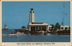 Coast Guard Station and Lighthouse Postcard