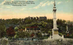 Lookout Mountain and Cravens House, showing Iowa Monument and Point Hotel Postcard