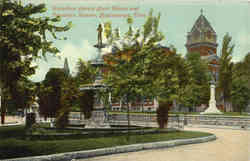 Hamilton County Court House and Fountain Square Postcard