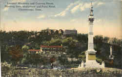 Lookout Mountain and Cravens House, showing Iowa Monument and Point Hotel Postcard