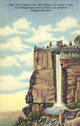 High Falls, Stone Face, Sky Bridge and Lover's Leap from Observation Point, Lookout Mountain Postcard