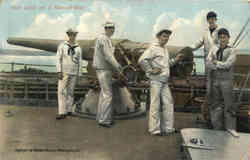Gun Drill on Man -of - War Postcard