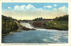 The Falls And Power Station, Androscoggin River Postcard