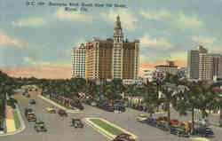 Biscayne Blvd, South from 5th Street Miami, FL Postcard Postcard