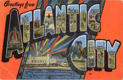 Greetings From Atlantic City Large Letter New Jersey Postcard Postcard