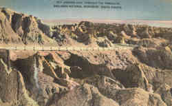 Looking East through the Pinnacles, Badlands National Monument Postcard