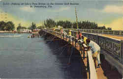 Fishing off John's Pass Bridge on the Greater Gulf Beaches St. Petersburg, FL Postcard Postcard