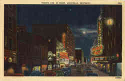 Fourth Ave At Night Louisville, KY Postcard Postcard