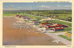 A Busy day at Municipal Airport Cleveland, OH Postcard Postcard