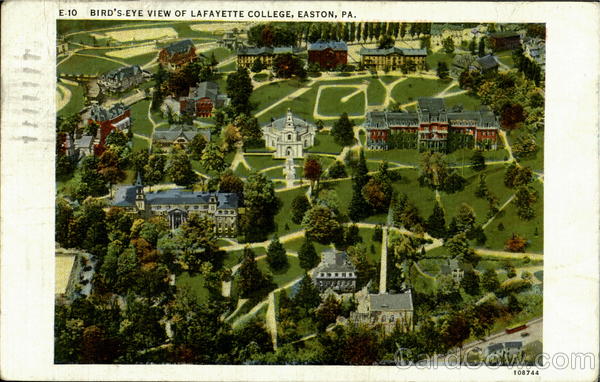 Bird's Eye View Of Lafayette College Easton Pennsylvania