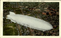 The World's Largest Airship Akron Postcard