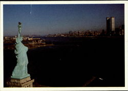 Statue of Liberty WTC Twin Towers 1983 Postcard