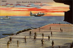 Action Aboard An Aircraft Carrier Postcard