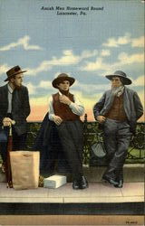 Amish Men Homeward Bound Postcard