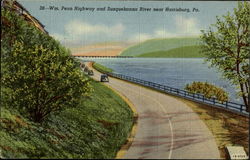 Wm. Penn Highway And Susquehanna River Near Harrisburg Pennsylvania Postcard Postcard