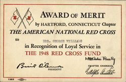 Mrs. George Williams Award Of Merit Hartford, CT Postcard Postcard