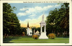 Baptist Church And Monument Newport, NH Postcard Postcard