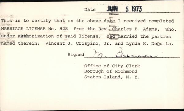 Marriage License Acceptance Staten Island New York