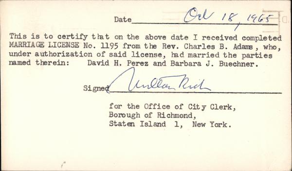 Completion of Marriage License Staten Island New York