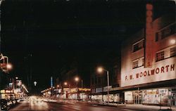 Texas Street at Night in the Heart of Shreveport, Louisiana Postcard Postcard Postcard