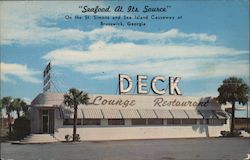 "Seafood At Its Source" Deck Lounge Restaurant On the St. Simons and Sea Island Causeway Postcard