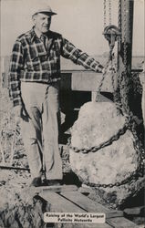 Raising of the World's Largest Pallisite Meteorite Hutchinson, KS Postcard Postcard Postcard