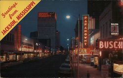 Capitol Street at Night Jackson, MS Postcard Postcard Postcard