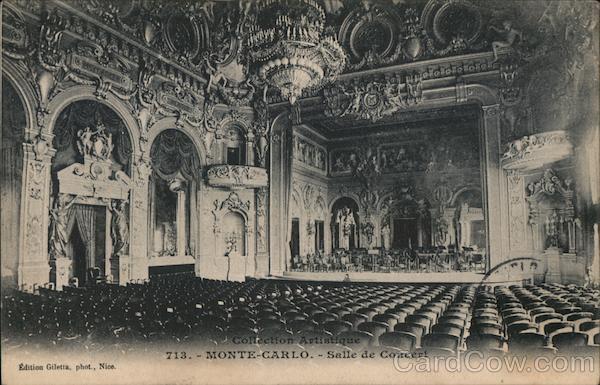 Salle de Concert Monte Carlo, Monaco Postcard