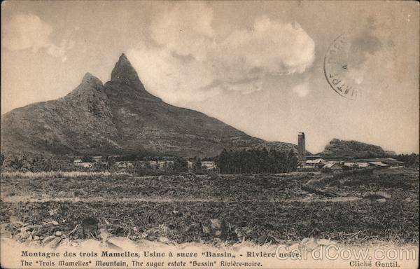 The Trois Mamelles Mountain, The sugar estate Bassin Riviere-noire. Mauritius