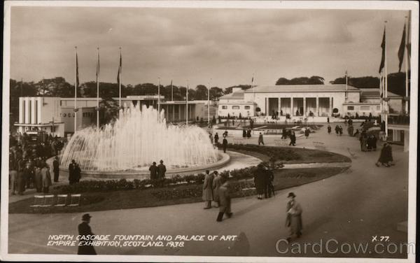 North Cascade Fountain and Palace of Art, Empire Exhibition 1938 Glasgow Scotland