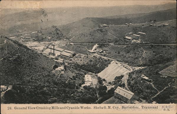 General view of crushing mills and cyanide works. ShebaG.M.Coy Barberton. Transvaal South Africa