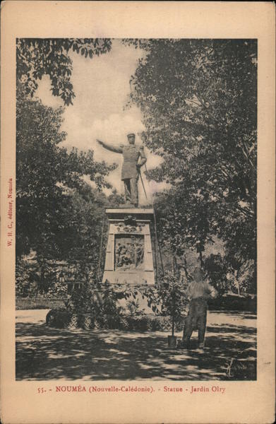 Military monument in a park with a gardener Noumea New Caledonia