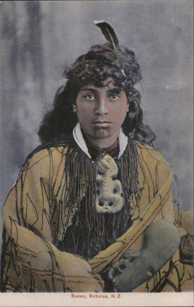 Portrait of Susan, a Maori Woman in Traditional Dress Rotorua New Zealand