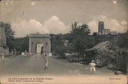 Grand River suspension bridge Postcard