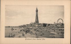 View of Town From Central Pier Blackpool, England Lancashire Postcard Postcard Postcard