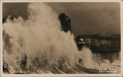 Rough Sea at Hastings England Sussex Postcard Postcard Postcard