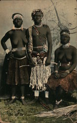 Zulu and Two Wives South Africa Postcard Postcard Postcard