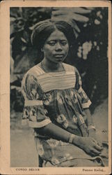 Angolan woman wearing a pleated tie dye dress Kinshasa, Congo Africa Postcard Postcard Postcard