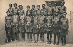 Two rows of Angolan women dressed in traditional attire Postcard