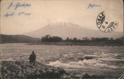 View Of Mount Fuji From River Bank Postcard