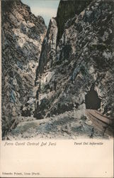 Train tracks through a mountain Postcard