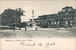 Monumento y Plaza "Grau" Postcard