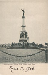 Monument to the Victory of May 2 Lima, Peru Postcard Postcard Postcard